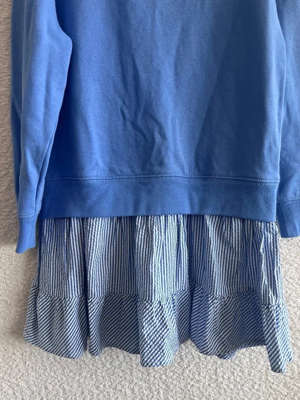 Ralph Lauren Kids Blue Sweatshirt Seersucker Dress Long Sleeve Size 7